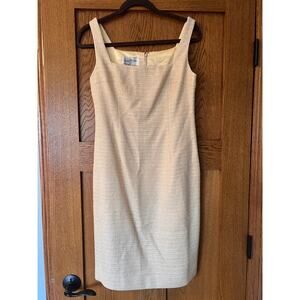 Rickie Freeman by Tori Jon Cream Butter Yellow Silk Lined Sheath Pencil Vtg